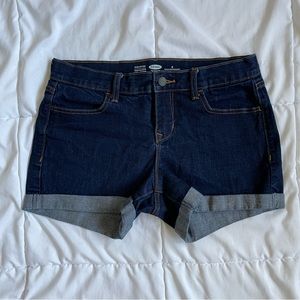 Old Navy mid rise dark wash jean shorts